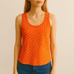 Juicy Couture Orange White Polka Dot Racerback Tank Top Summer Retro Y2K XS